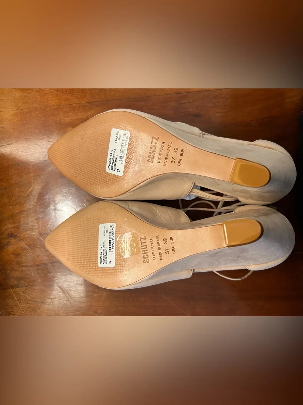 Schutz Nude Nubuck Leather Lace Up Wedge Heels Size 8 NIB